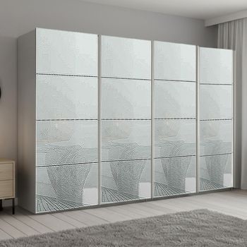 Beluga Extra Silk Grey and Silk Grey Glass 361cm 4 Door Sliding Wardrobe