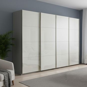 Beluga Extra Silk Grey and White High Gloss 361cm 4 Door Sliding Wardrobe