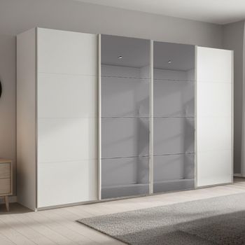 Beluga Extra Grey Mirror Alpine White 361cm 4 Door Sliding Wardrobe