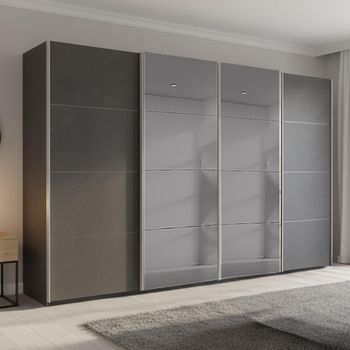 Beluga Extra Grey Mirror Graphite 361cm 4 Door Sliding Wardrobe