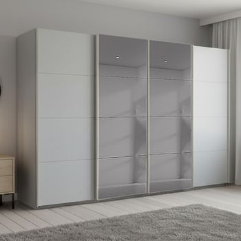 Beluga Extra Grey Mirror Silk Grey 361cm 4 Door Sliding Wardrobe