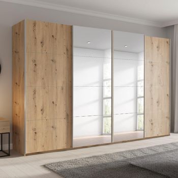 Beluga Extra Artisan Oak 361cm 4 Door Mirror Sliding Wardrobe