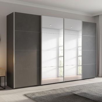 Beluga Extra Graphite 361cm 4 Door Mirror Sliding Wardrobe