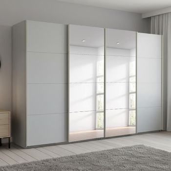 Beluga Extra Silk Grey 361cm 4 Door Mirror Sliding Wardrobe
