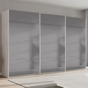 Beluga Extra Grey Mirrored Alpine White 406cm 3 Door Sliding Wardrobe
