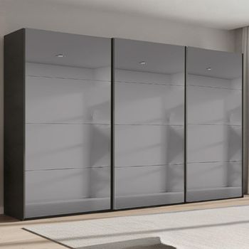 Beluga Extra Grey Mirrored Graphite 406cm 3 Door Sliding Wardrobe