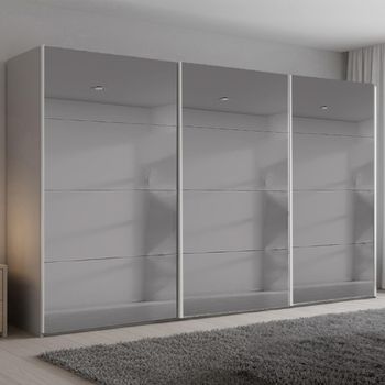 Beluga Extra Grey Mirrored Silk Grey 406cm 3 Door Sliding Wardrobe