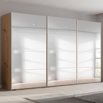 Beluga Extra Mirrored Artisan Oak 406cm 3 Door Sliding Wardrobe