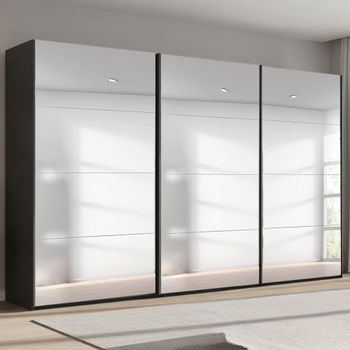 Beluga Extra Graphite Mirrored 406cm 3 Door Sliding Wardrobe