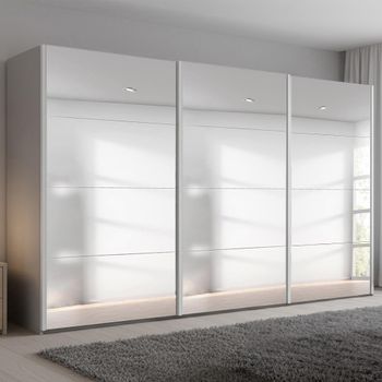 Beluga Extra Silk Grey Mirrored 406cm 3 Door Sliding Wardrobe