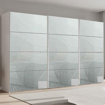 Beluga Extra Alpine White and Silk Grey Glass 406cm 3 Door Sliding Wardrobe