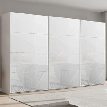 Beluga Extra Alpine White and White Glass 406cm 3 Door Sliding Wardrobe