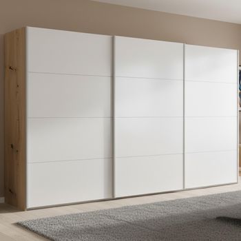 Beluga Extra Artisan Oak and Alpine White 406cm 3 Door Sliding Wardrobe