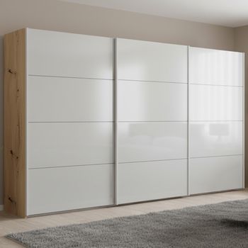 Beluga Extra Artisan Oak and Silk Grey 406cm 3 Door Sliding Wardrobe