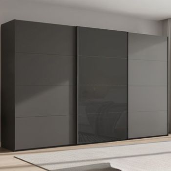 Beluga Extra Graphite and Basalt Glass Front 406cm 3 Door Sliding Wardrobe