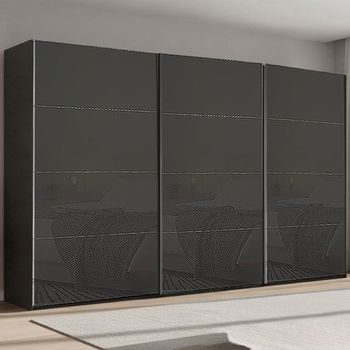 Beluga Extra Graphite and Basalt Glass 406cm 3 Door Sliding Wardrobe