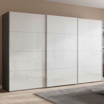 Beluga Extra Graphite and White High Gloss 406cm 3 Door Sliding Wardrobe
