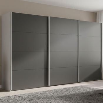 Beluga Extra Silk Grey and Graphite 406cm 3 Door Sliding Wardrobe