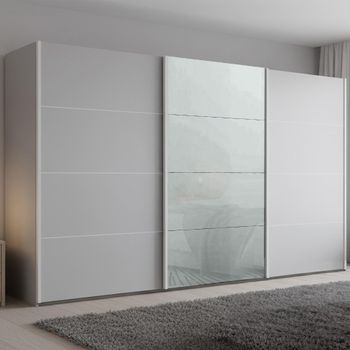 Beluga Extra Silk Grey and Silk Grey Glass Front 406cm 3 Door Sliding Wardrobe