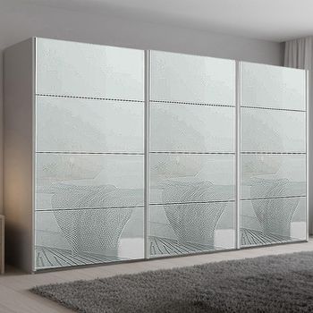 Beluga Extra Silk Grey and Silk Grey Glass 406cm 3 Door Sliding Wardrobe