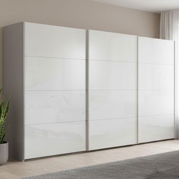 Beluga Extra Silk Grey and White High Gloss 406cm 3 Door Sliding Wardrobe