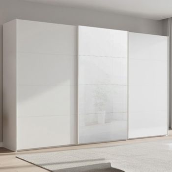 Beluga Extra White High Gloss and Alpine White Front 406cm 3 Door Sliding Wardrobe
