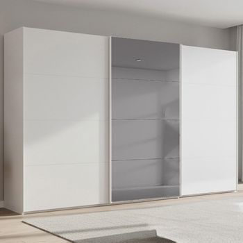 Beluga Extra Grey Mirror Alpine White 406cm 3 Door Sliding Wardrobe