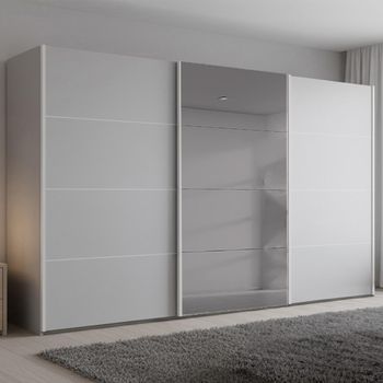 Beluga Extra Grey Mirror Silk Grey 406cm 3 Door Sliding Wardrobe