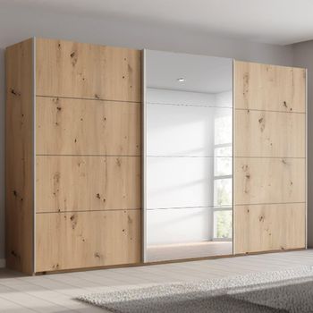 Beluga Extra Artisan Oak 406cm 3 Door Mirror Sliding Wardrobe