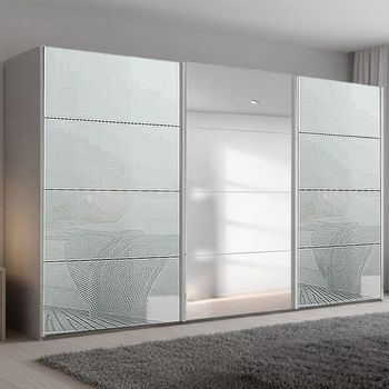 Beluga Extra Silk Grey and Silk Grey Glass 406cm 3 Door Mirror Sliding Wardrobe