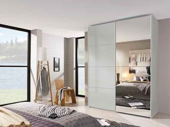 Beluga-Extra Grey Mirror Sliding Wardrobe - Sizes Available