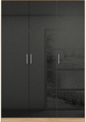 Celle Black and Oak 136cm 3 Door Wardrobe