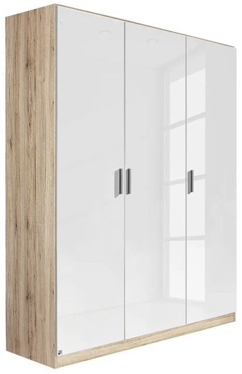 Celle Sonoma Oak and White Gloss 136cm 3 Door Wardrobe
