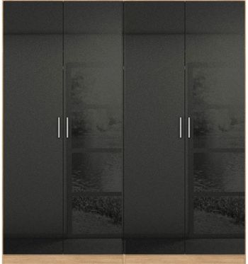 Celle Black and Oak 181cm 4 Door Wardrobe