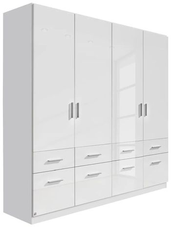 Celle White Gloss 4 Door with Drawers 181cm Wardrobe
