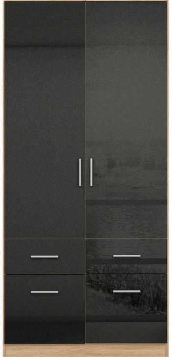 Celle Black and Oak 91cm 2 Door Wardrobe