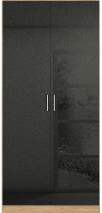 Celle Black and Oak 91cm 2 Door 2 Drawer Wardrobe