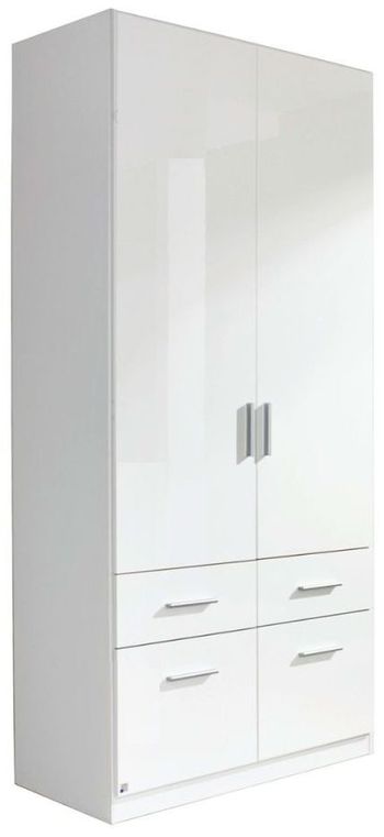 Celle White Gloss 2 Door with Drawers 91cm Wardrobe