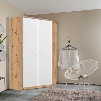 Celle Artisan Oak and Alpine White 117cm 2 Door Corner Wardrobe