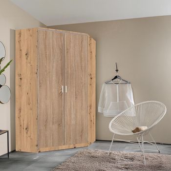Celle Artisan Oak and Sonoma Oak 117cm 2 Door Corner Wardrobe