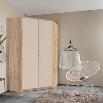 Celle Sonoma Oak and Champagne 117cm 2 Door Corner Wardrobe