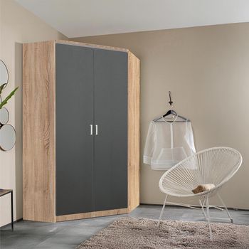 Celle Sonoma Oak and Metallic Dark Grey 117cm 2 Door Corner Wardrobe