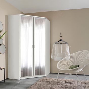 Celle Alpine White 117cm 2 Door Corner Mirror Wardrobe