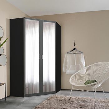 Celle Metallic Dark Grey 117cm 2 Door Corner Mirror Wardrobe