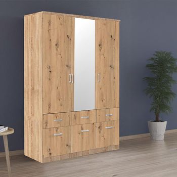 Celle Sonoma Oak and Artisan Oak 136cm 3 Door Combi Wardrobe