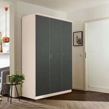 Celle Champagne and Metallic Dark Grey 136cm 3 Door Wardrobe