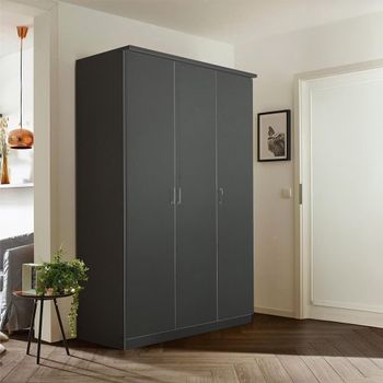 Celle Metallic Dark Grey 136cm 3 Door Wardrobe