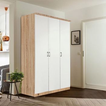 Celle Sonoma Oak and Alpine White 136cm 3 Door Wardrobe