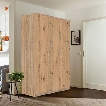 Celle Sonoma Oak and Artisan Oak 136cm 3 Door Wardrobe
