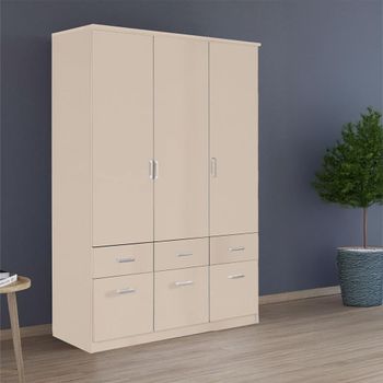 Celle Champagne 136cm 3 Door 6 Drawer Wardrobe